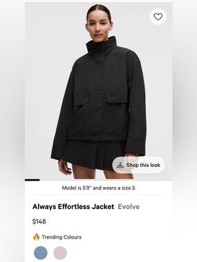 lululemon athletica size 10 always effortless jacket black
